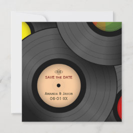 Convite de data de salva retro de discos de vinil
