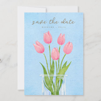 Convite de Data de Salvamento de TULIPA / Floral e