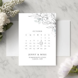 Convite de Data de Salvamento do Calendário Floral