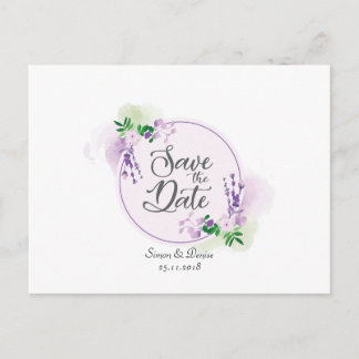 Convite de Data de Salvamento Floral Lavanda
