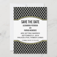 Convite de Data de Salvamento Quatrefoil Elegante 