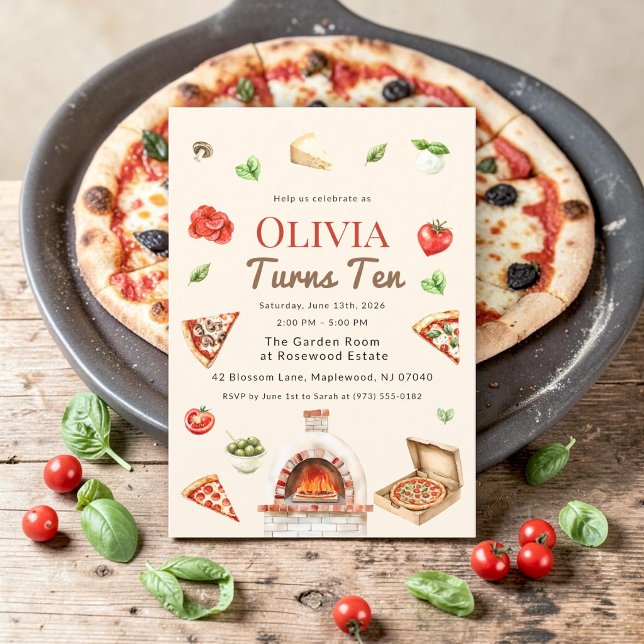 Convite de Décimo Aniversário do Forno de Pizza It (Criador carregado)