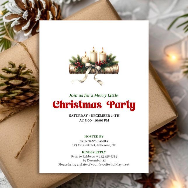 Convite de Decoração de Natal com Frutas de Azevin (Trendy Holly Berries Christmas Decoration Invite)