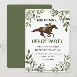 Convite de Derby Equestre Floral Moderno