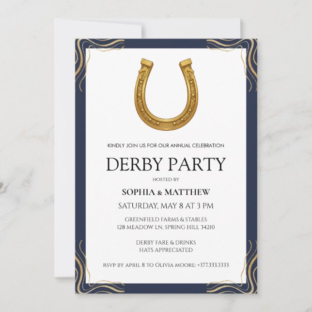 Convite de Derby Equestre Moderno para Corrida de  (Frente)