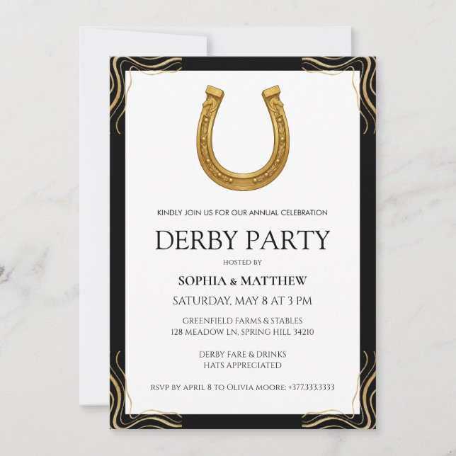 Convite de Derby Equestre para Corrida de Cavalos  (Frente)