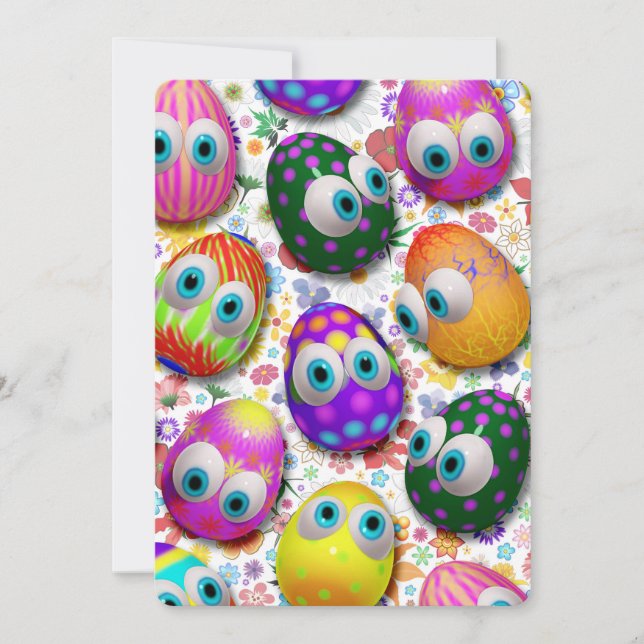 Convite de desenho animado de ovos de Páscoa fofos (Frente)
