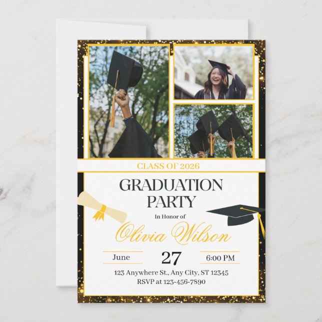 Convite de Design para Festa de Formatura (Frente)