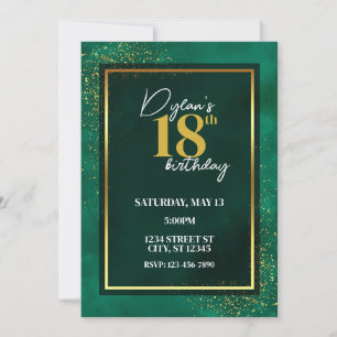 CONVITE DE DESIGN VERDE E Dourado