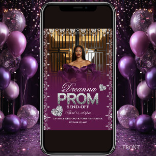Convite de Despedida de Baile de Luxo Roxo Elegant