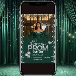 Convite de Despedida de Baile Elegante Verde Esmer