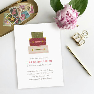 Convite de despedida de mala vermelha e verde