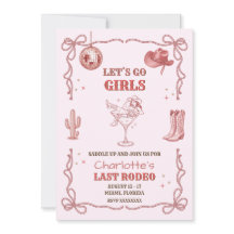 Convite de Despedida de Solteira Disco Cowgirl Las
