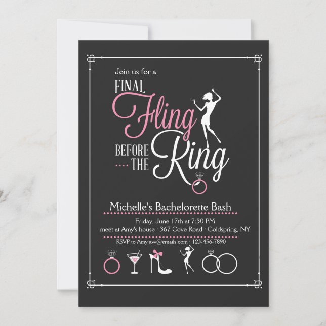 Convite de Despedida de Solteira Final Fling (Frente)