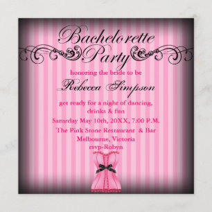 Convite de Despedida de Solteira Pink & Black vint
