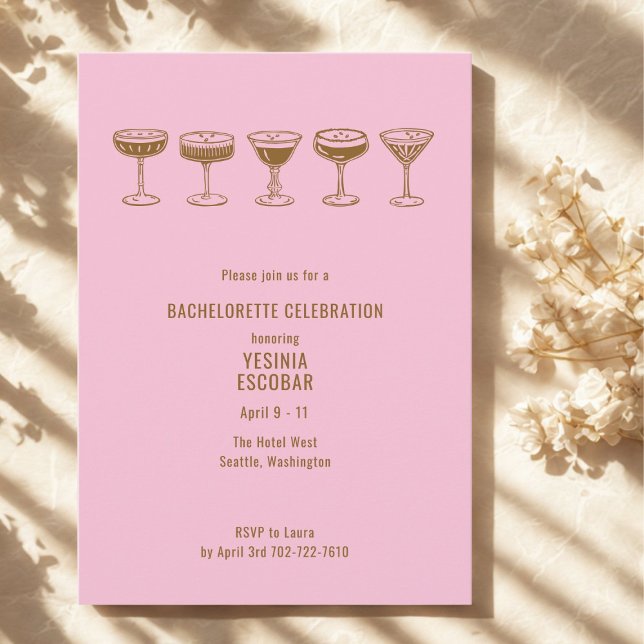 Convite de despedida de solteira Pink Espresso Mar (Criador carregado)