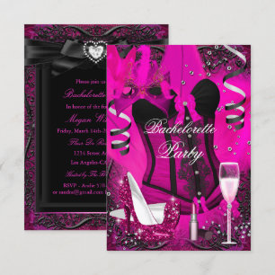 Convite de Despedida de Solteira Pink Sparkle Cele