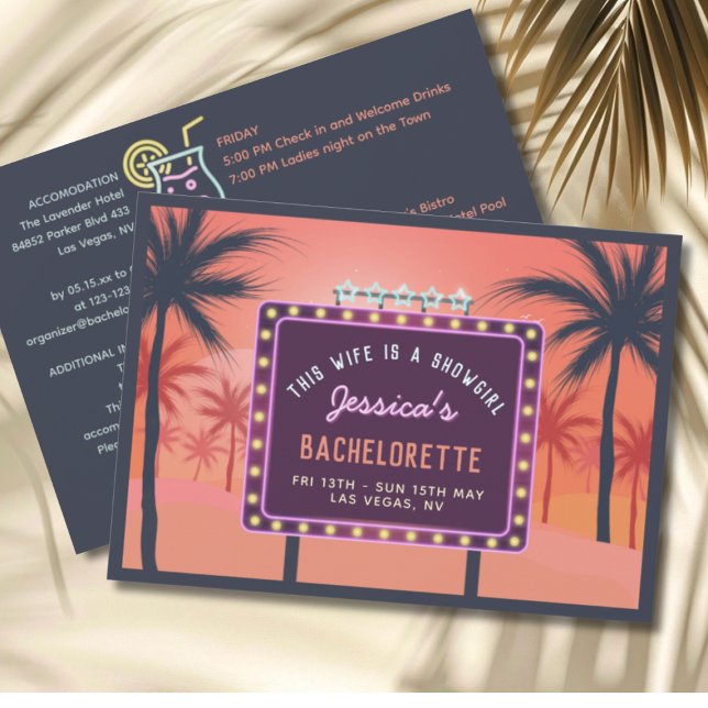 Convite de despedida de solteira retrô para esposa (This Wie is a Showgirl retro Bachelorette Party invitation)