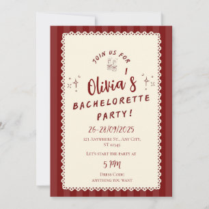 Convite de Despedida de Solteira Rústico Borgonha