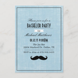 Convite de Despedida de Solteiro Bigode Preto e Az