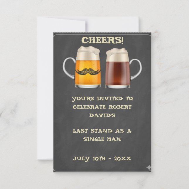 Convite de Despedida de Solteiro Chalkboard Beer C (Frente)