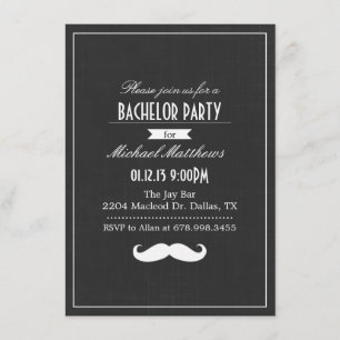 Convite de despedida de solteiro com bigode preto 