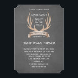 Convite de Despedida de Solteiro com Fita e Galhad<br><div class="desc">Desenho de galhada e fita em aquarela rústica em fundo de quadro-negro.
Noite dos Cavalheiros na Cidade para celebrar o noivo. Use a ferramenta Personalizar para adicionar suas informações. Para mais,  visite minha Coleção de Festa de Despedida de Solteiro.</div>