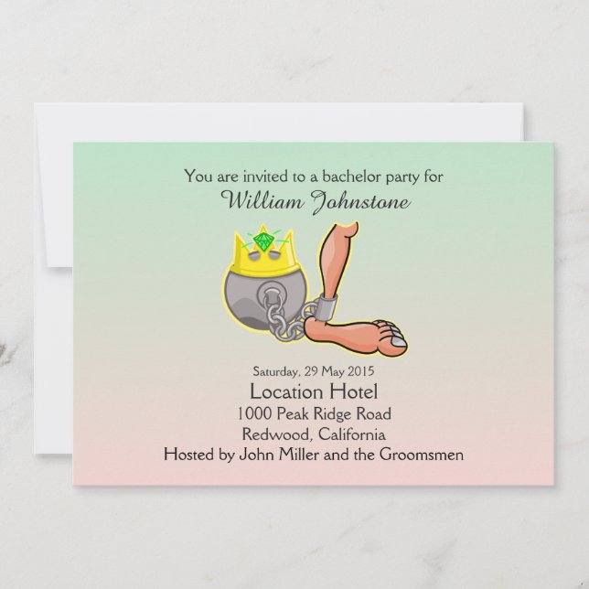 Convite de Despedida de Solteiro Engraçado com Cor (Frente)