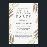 Convite de Despedida de Solteiro Folha Dourada Mod<br><div class="desc">Convite de despedida de solteiro elegante e simples, festa de despedida de solteiro
Folhas de jardim, rústico, oliva, verde, outono, inverno
Coleção correspondente na loja Niche and Nest.
Arte por www.EssemCreatives.etsy.com’</div>
