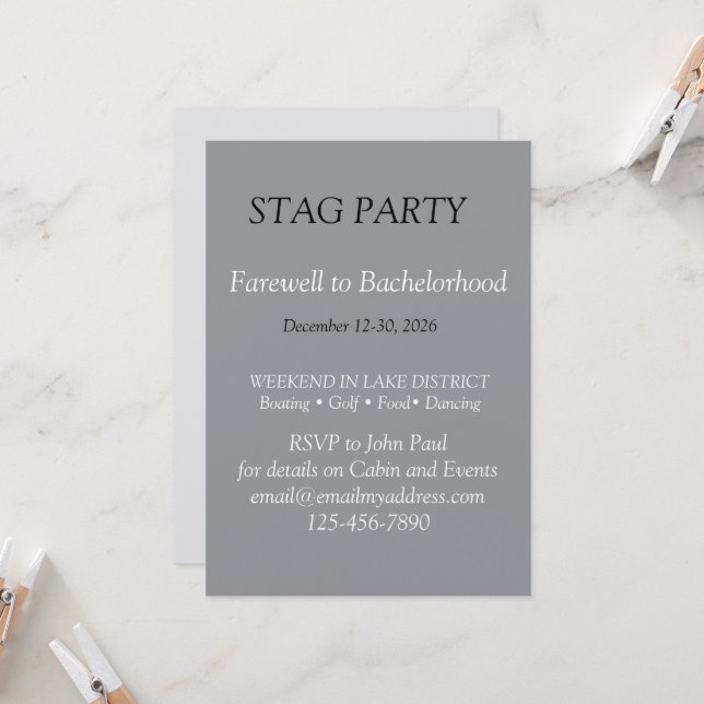 Convite de DESPEDIDA DE SOLTEIRO ousado e elegante (Frente/Verso In Situ)