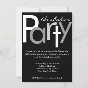 Convite de despedida de solteiro Typographic Gray