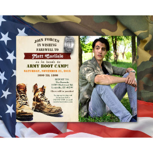 Convite de Despedida Militar para Boot Camp