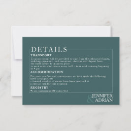 Convite de Detalhes de Casamento Azul Turquesa Mín