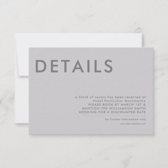 Convite de Detalhes de Casamento Mínimo (Frente)