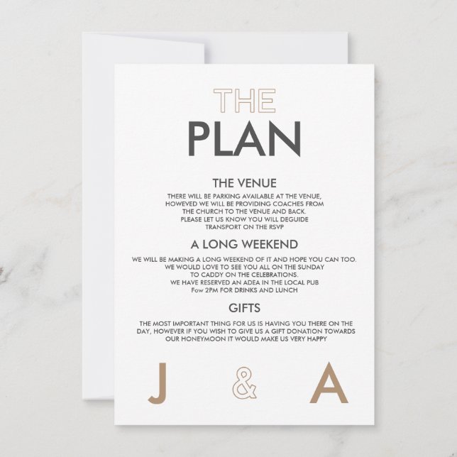Convite de Detalhes de Casamento Mínimo de Cor Duo (Verso)