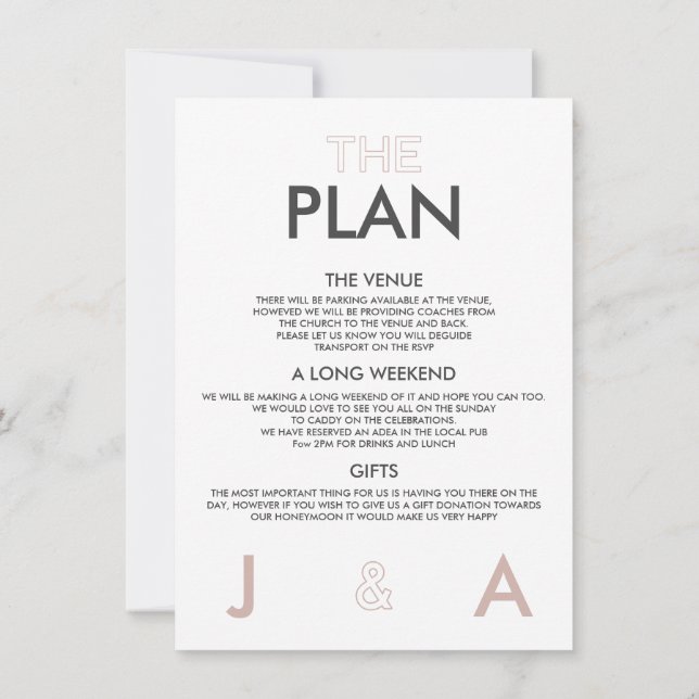 Convite de Detalhes de Casamento Mínimo de Cor Duo (Verso)