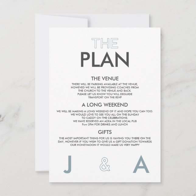 Convite de Detalhes de Casamento Mínimo de Cor Duo (Verso)
