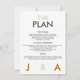 Convite de Detalhes de Casamento Mínimo de Cor Duo