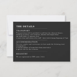Convite de Detalhes de Casamento Preto Minimalista