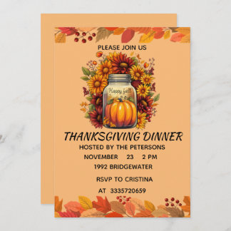 CONVITE DE DIA DE AÇÃO DE GRAÇAS PARA JARROS DA BÊ