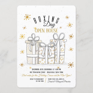 Convite de Dia de Presentes de Natal com Dourado