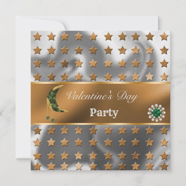 Convite de Dia dos Namorados Lua Caqui em Brilho F (Frente)