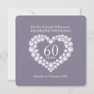 Convite de diamante de casamento coração 60 festa