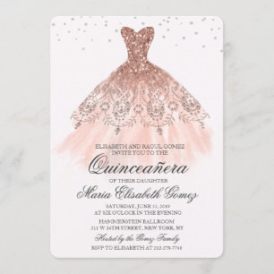 Convite de Diamante de Vestido de Brilho de Quince