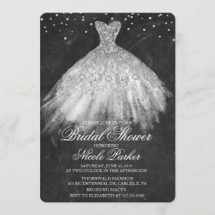 Convite de Diamante de Vestido de Brilho para Chá