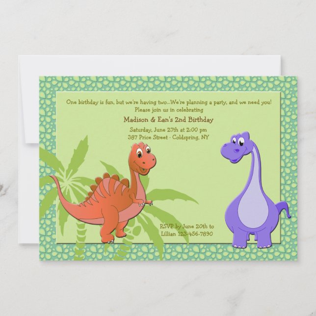 Convite de Dinossauros Bebês (Frente)