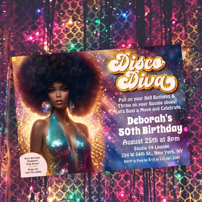 Convite de Disco Diva Afro-Americana Disco dos Ano (Criador carregado)