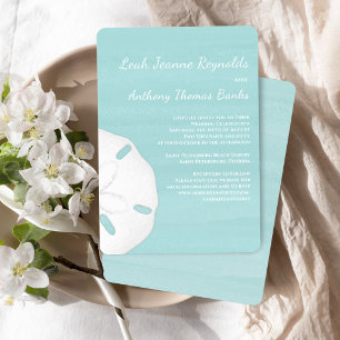 Convite de Dólar de Areia Aquarela para Casamento