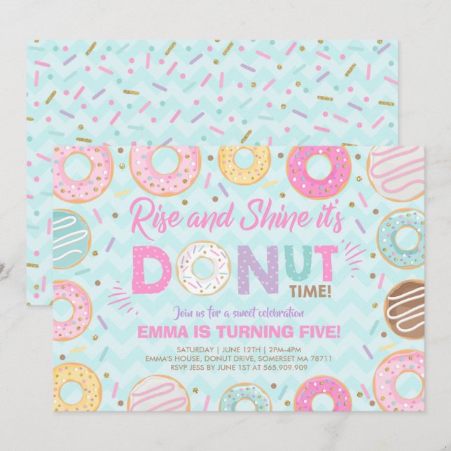 Convite de Donut Amanhecer É Hora de Donut (Frente/Verso)