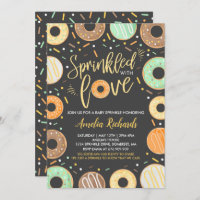 Convite de Donut Baby Sprinkle Com Amor